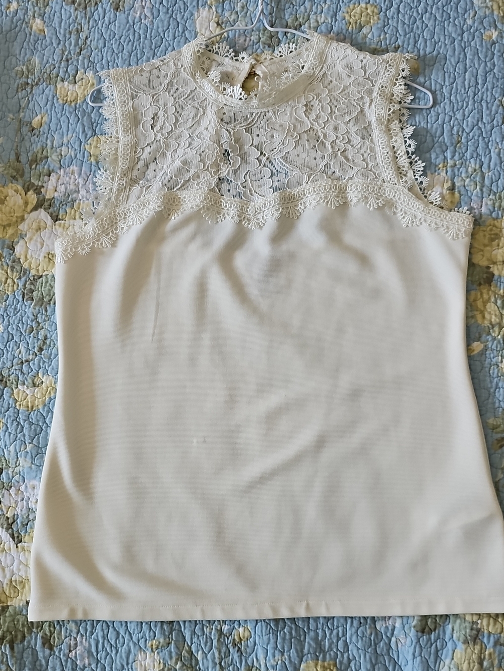 H&M Cream Ribbed Sleeveless Top
